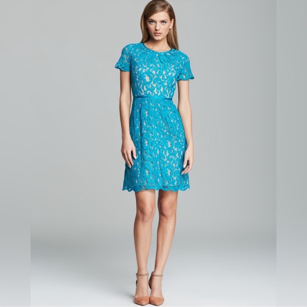 Adrianna Papell Turquoise Lace Dress